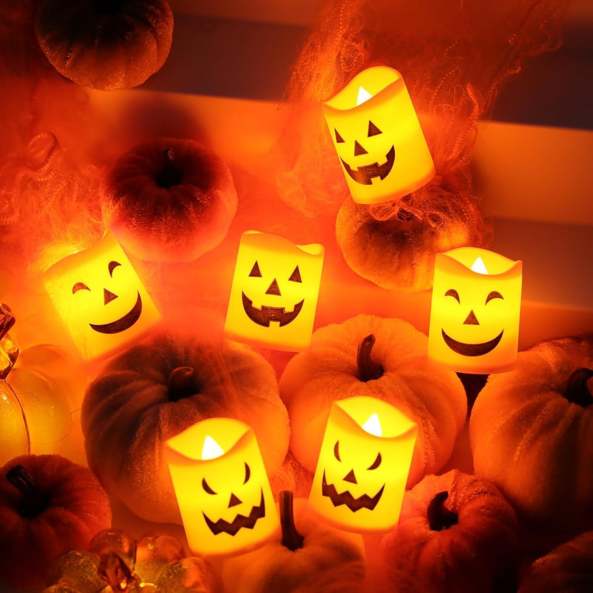 Halloween Pumpkin LED Candles β 6 Pack