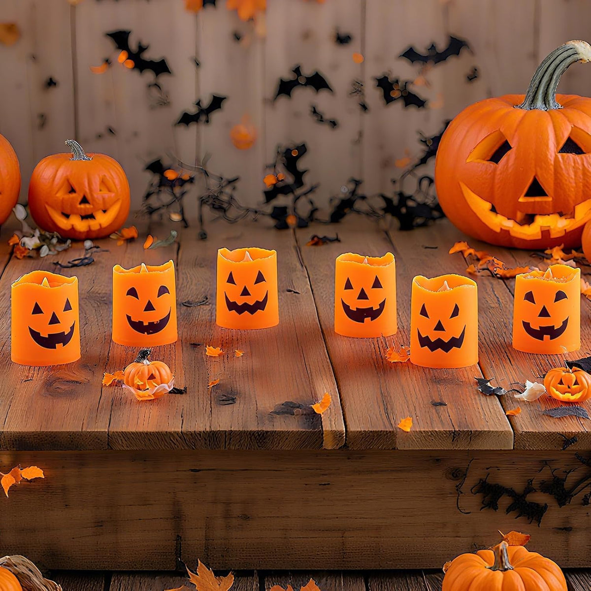 Halloween Pumpkin LED Candles – 6 Pack