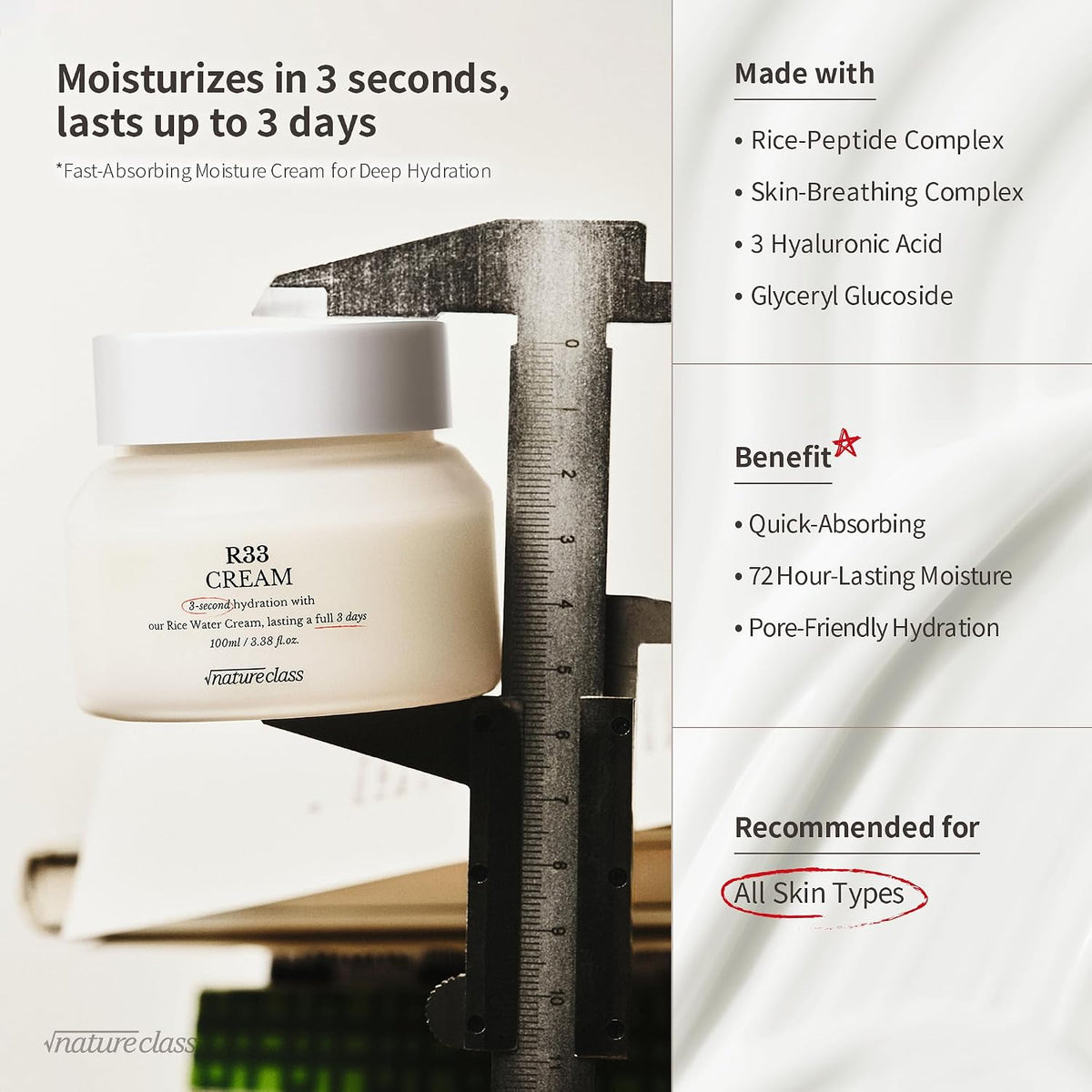 NATURECLASS R33 Korean Rice Face Moisturizer – 100ml