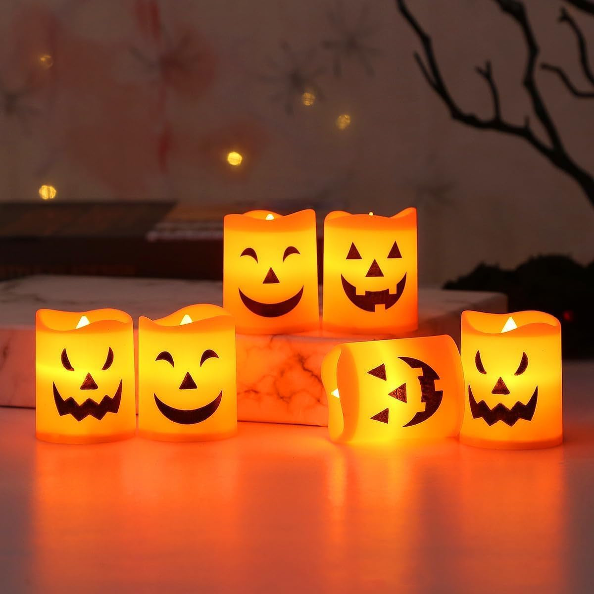 Halloween Pumpkin LED Candles – 6 Pack