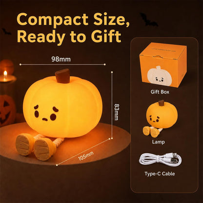 Cute Pumpkin Halloween Night Light – Rechargeable LED Silicone Lamp