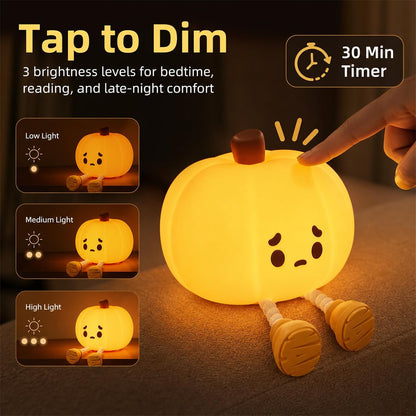 Cute Pumpkin Halloween Night Light – Rechargeable LED Silicone Lamp