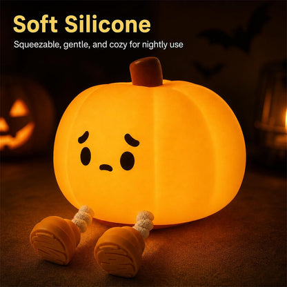 Cute Pumpkin Halloween Night Light – Rechargeable LED Silicone Lamp