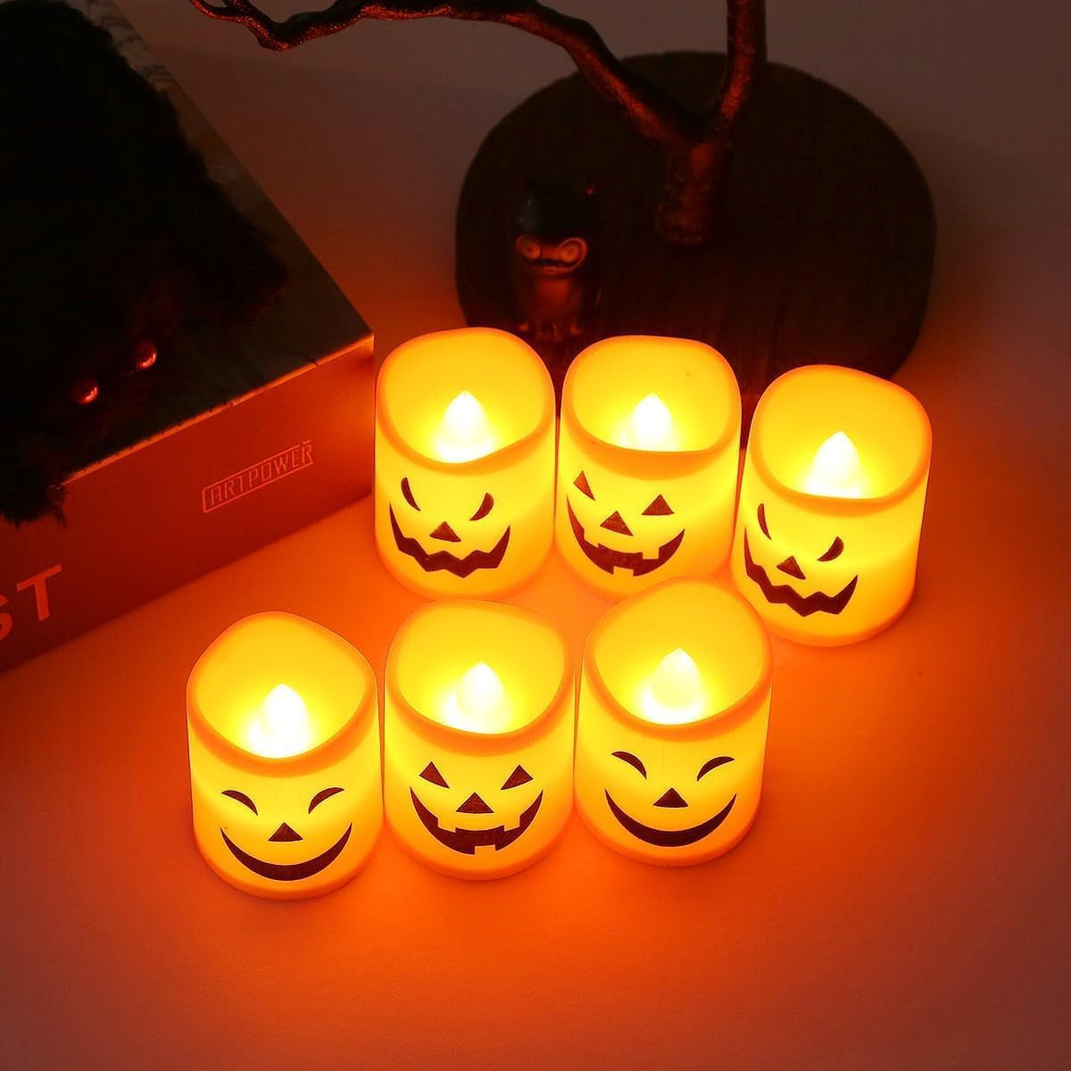 Halloween Pumpkin LED Candles – 6 Pack