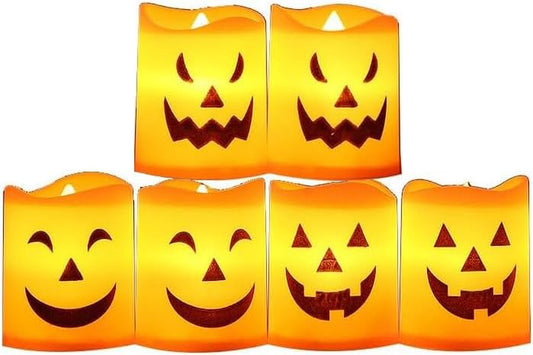 Halloween Pumpkin LED Candles – 6 Pack