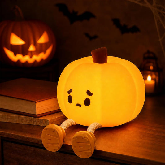 Cute Pumpkin Halloween Night Light – Rechargeable LED Silicone Lamp